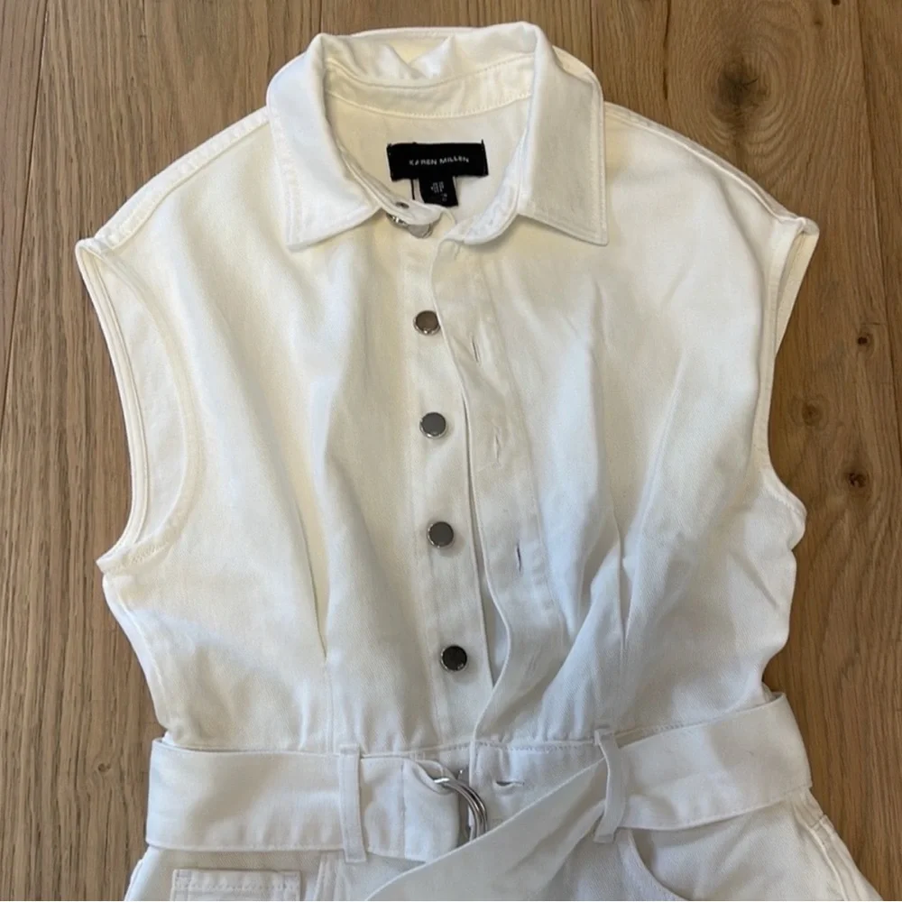 NWT Karen Millen Asymmetrical denim white dress - Picture 5 of 13